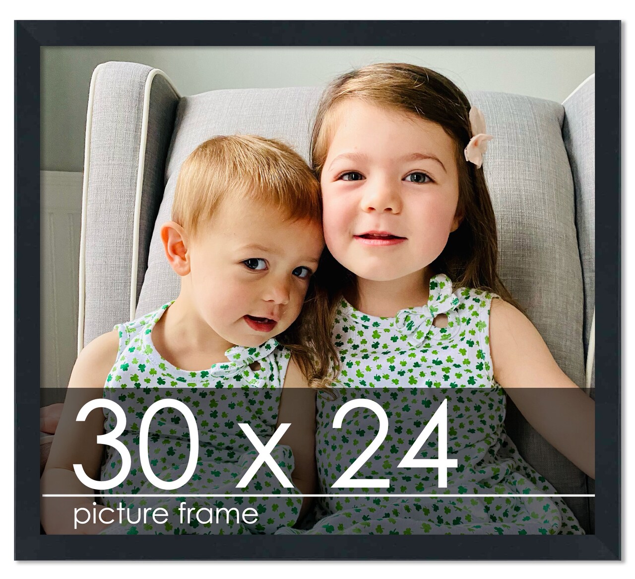 30x24 Slim Profile Black Picture Frame - UV Acrylic, Foam Board Backing, Hanging Hardware